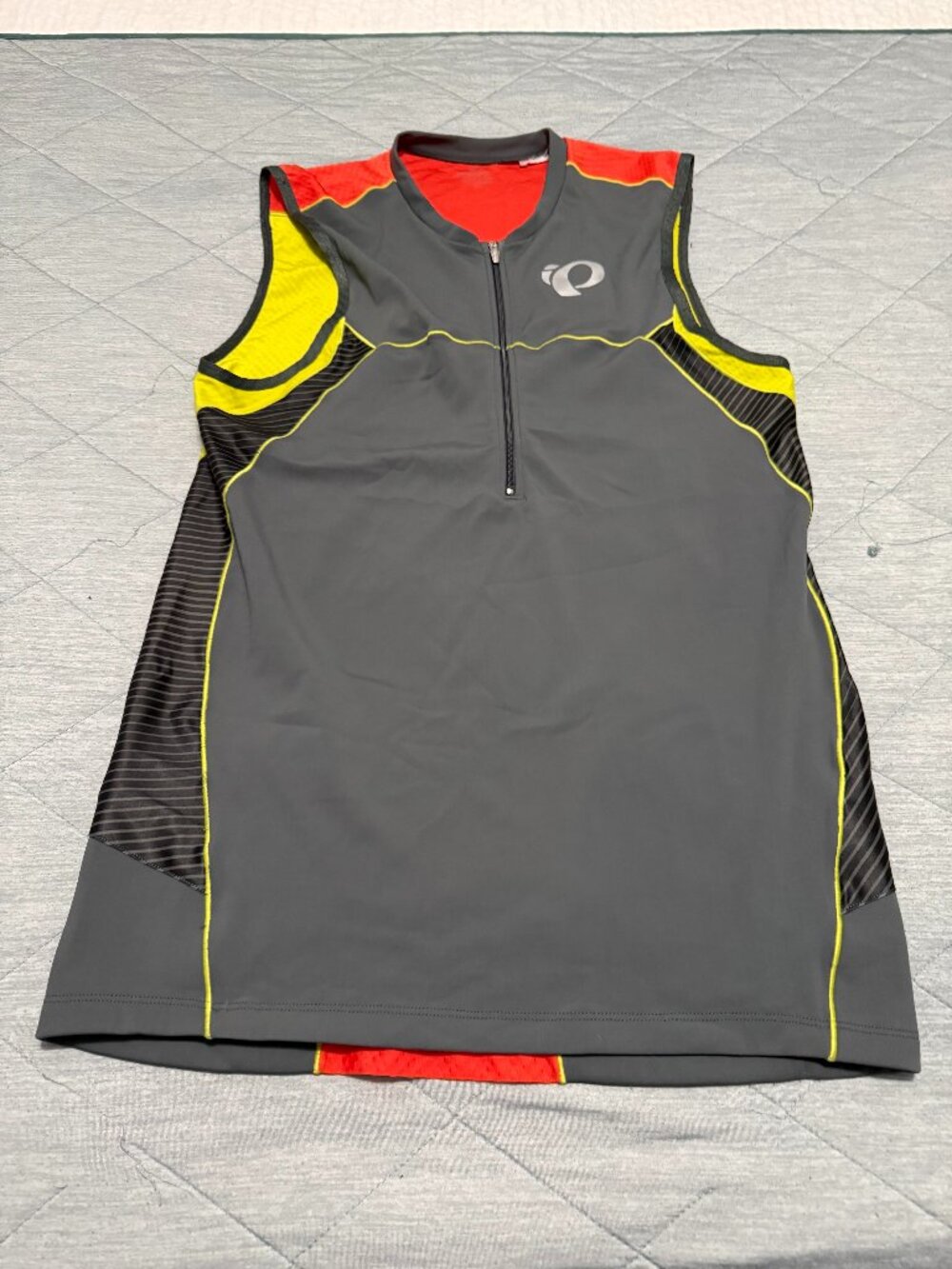 Pearl Izumi Elite In-R-Cool Tri Singlet Jersey "Shadow GrayMandarin Red XL EUC